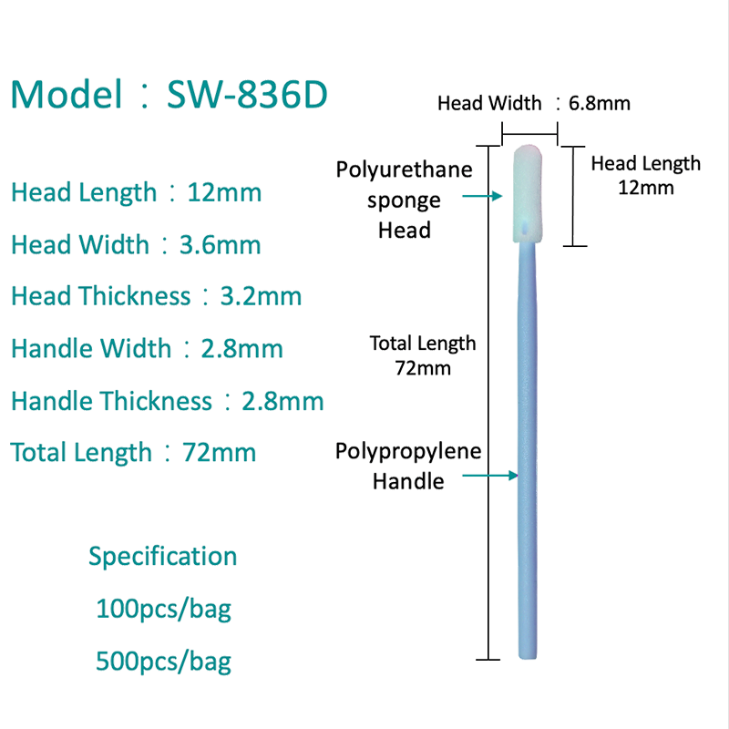 SW-836D Round Head Lint Lint Free Industrial Sponge Swab