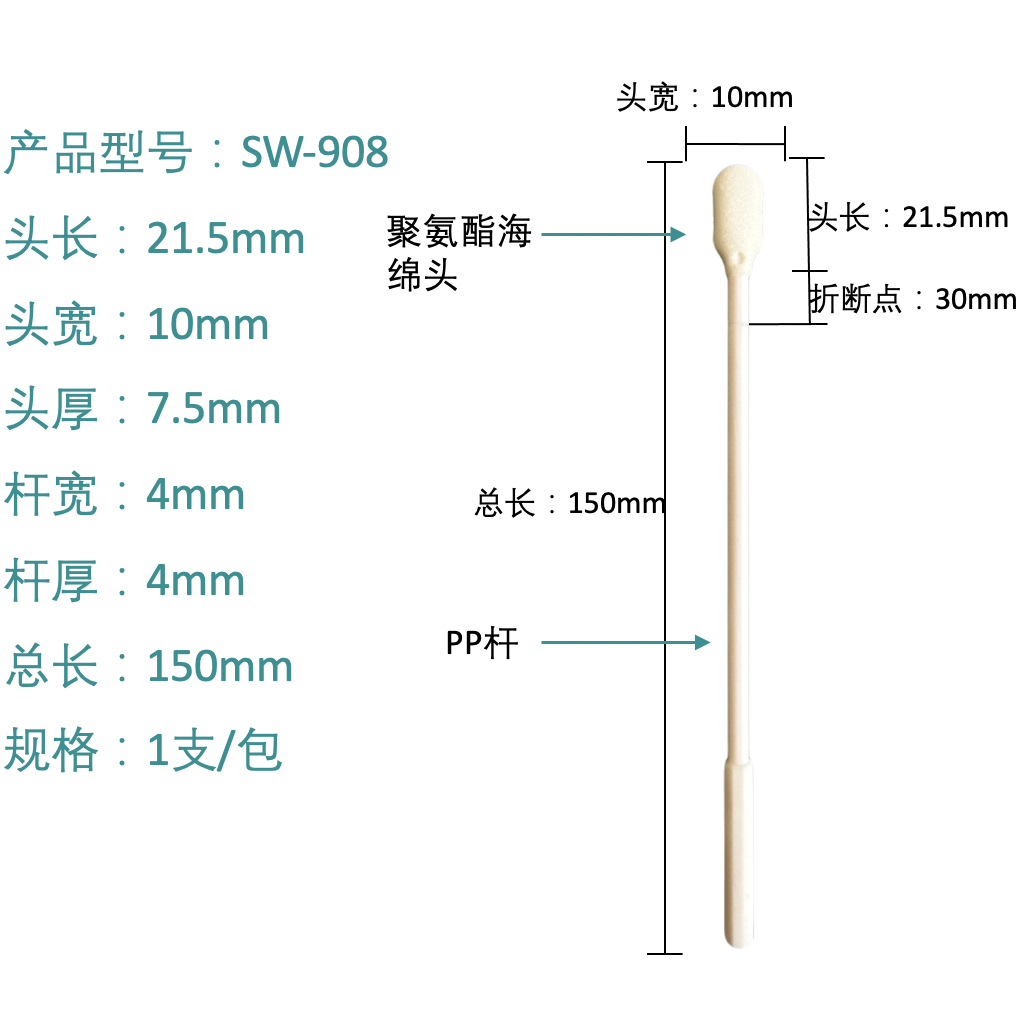 SW-908 Applicatore a punta in schiuma di poliuretano con punto di rottura